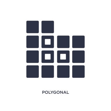 Beyaz arka plan üzerinde küçük üçgenler simgesinin poligonal binalar.