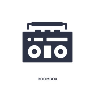 Boombox simgesi beyaz arka plan üzerinde. Basit öğe illüstrasyon fr