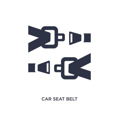 Beyaz arka planda araç emniyet kemeri simgesi. Basit eleman çizimat