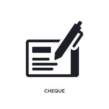 Çek izole simgesi. basit öğe örnek ödeme kavramı simgeler. Çek düzenlenebilir logo işareti sembol tasarımı beyaz arka plan üzerinde. web ve mobil kullanmak olabilir