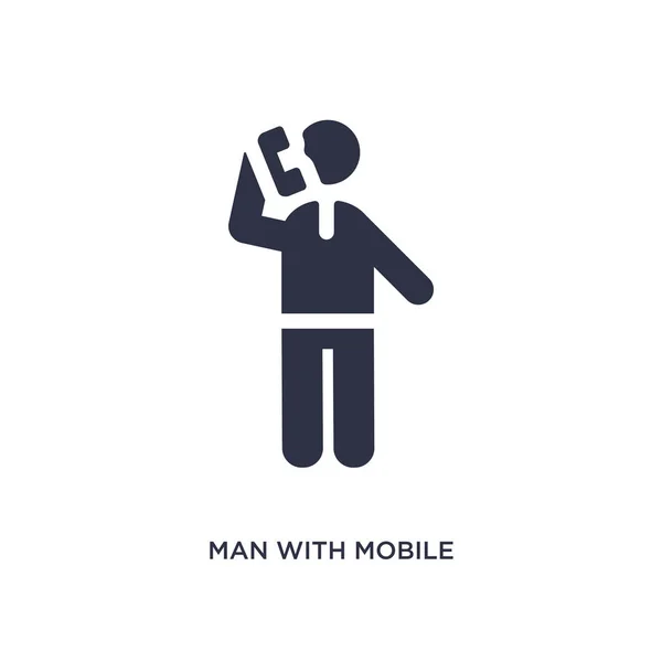 Man Met Mobiele Telefoon Geïsoleerd Icoon Eenvoudige Element Illustratie Van — Stockvector