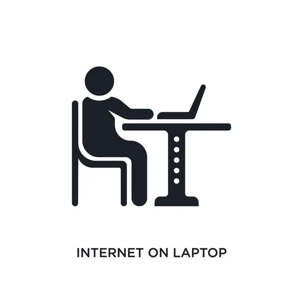 Internet sul computer portatile icona isolata. elemento semplice illust — Vettoriale Stock
