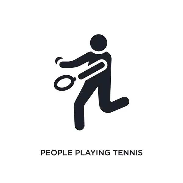 Menschen Die Tennis Spielen Isoliert Ikone Einfache Elementillustration Aus Konzeptsymbolen — Stockvektor
