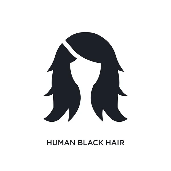 人类黑头发孤立的图标 简单的元素插图从妇女服装概念图标 人类黑发可编辑标志符号符号设计在白色背景 可用于网络和移动设备 — 图库矢量图片
