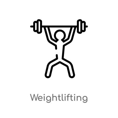 Anahat halter vektör simgesi. basit eleman illüstrasyon izole çizgi siyah sağlık kavramı. Beyaz arka planda düzenlenebilir vektör kontur halter simgesi