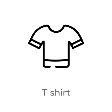 anahat t shirt vektör simgesi. giysi kavramından izole siyah basit çizgi elemanı illüstrasyon. beyaz arka plan üzerinde editable vektör vuruş t shirt simgesi