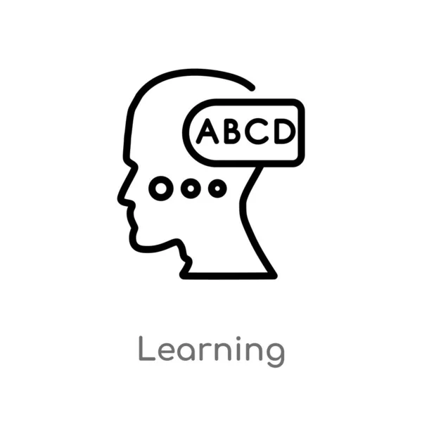 Umreißen Lernvektorsymbol Isolierte Darstellung Schwarzer Einfacher Linienelemente Aus Dem Gehirnprozesskonzept — Stockvektor