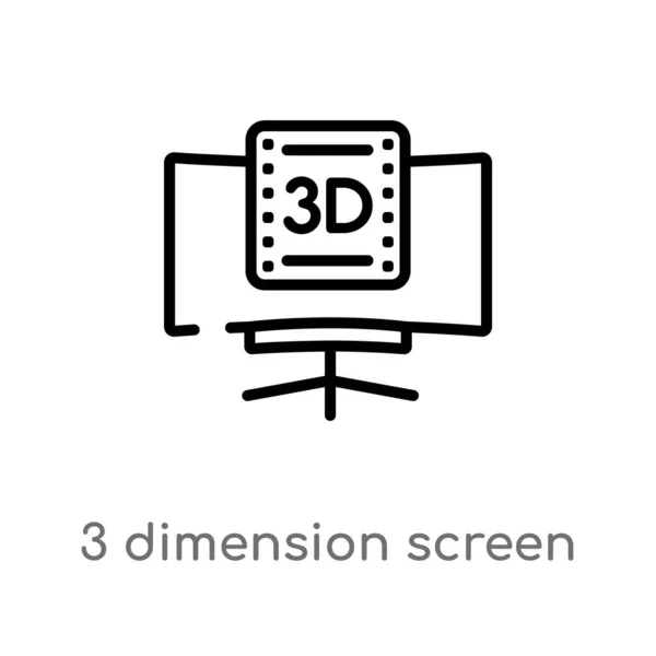 Umriss Dimensionale Bildschirm Vektor Symbol Isolierte Darstellung Schwarzer Einfacher Linien — Stockvektor