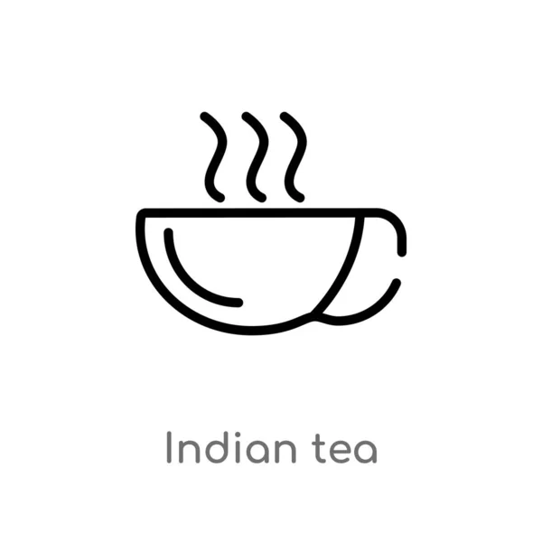 Очертания Индийской Иконки Вектора Чая Изолированная Черная Простая Иллюстрация Элемента — стоковый вектор