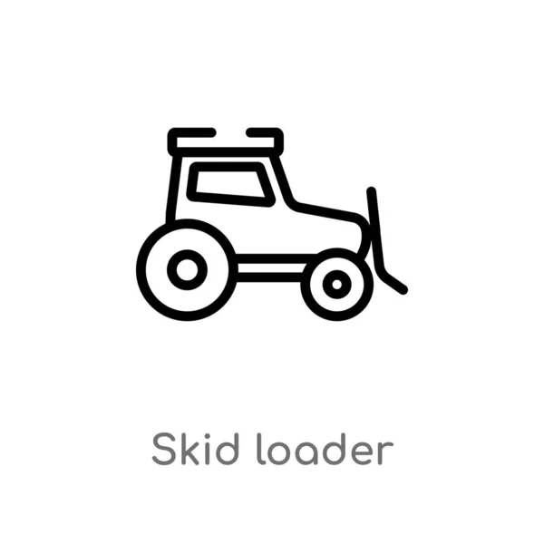 Outline Skid Loader Vector Icon Isolated Black Simple Line Element — Stock Vector