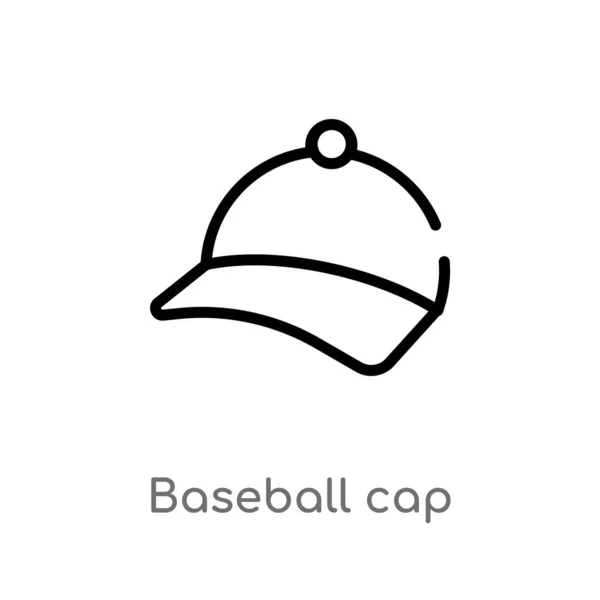 Outline Baseball Cap Vector Icon Isolated Black Simple Line Element — Stock Vector