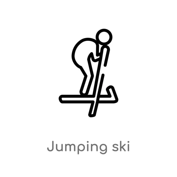 Outline Jumping Ski Vector Icon Isolated Black Simple Line Element — Stock Vector