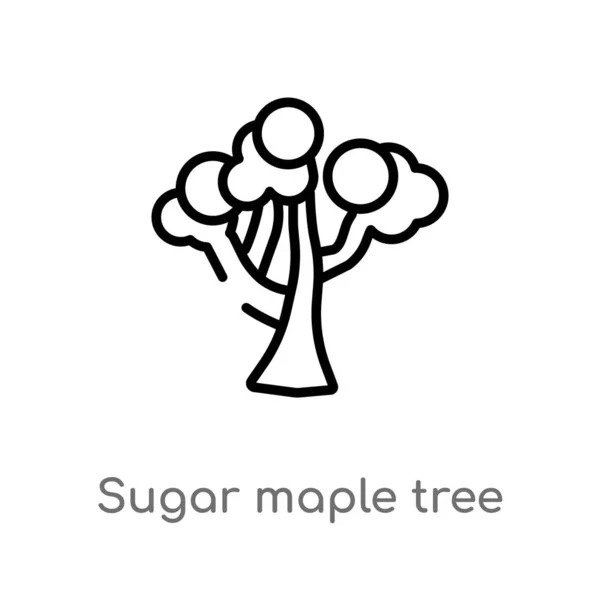 Umreißen Zucker Ahornbaum Vektorsymbol Vereinzelte Schwarze Einfache Linie Element Illustration — Stockvektor