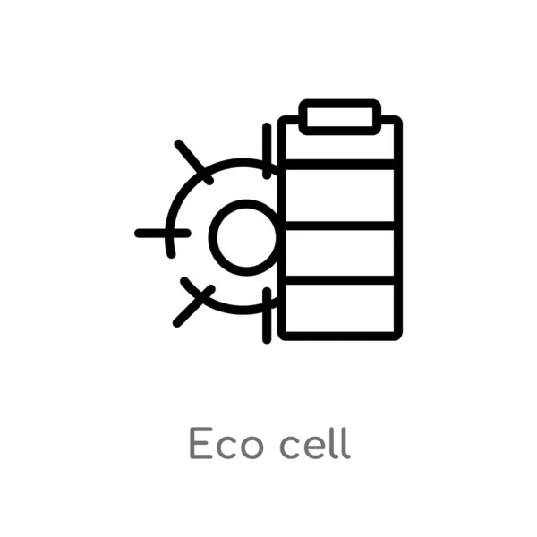 Overzicht Eco Cell Vector Icoon Geïsoleerde Zwarte Eenvoudige Lijn Element — Stockvector