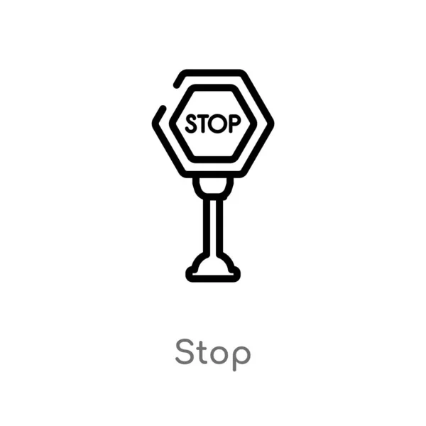 Contour Stop Vecteur Icône Illustration Isolée Élément Ligne Simple Noir — Image vectorielle