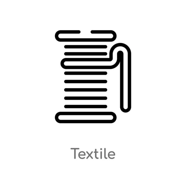 Obrysová Ikona Textilního Vektoru Izolovaný Černý Jednoduchý Řádek Ilustrace Konceptu — Stockový vektor