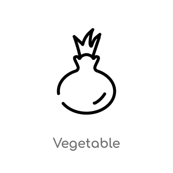 Gemüsevektorsymbol Umreißen Vereinzelte Schwarze Einfache Linie Element Illustration Aus Der — Stockvektor