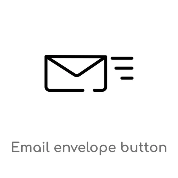 Contorno Correo Electrónico Sobre Icono Botón Vector Aislado Negro Simple — Vector de stock