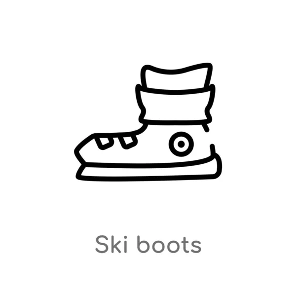 Outline Ski Boots Vector Icon Isolated Black Simple Line Element — Stock Vector