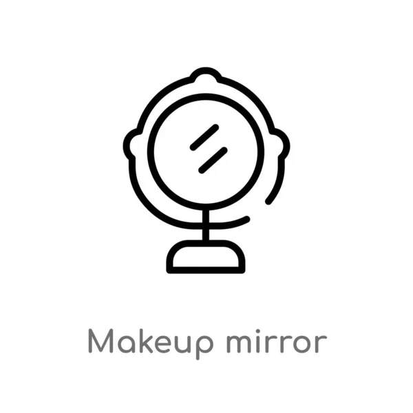 Skitsere Makeup Spejl Vektor Ikon Isoleret Sort Simpel Linje Element – Stock-vektor