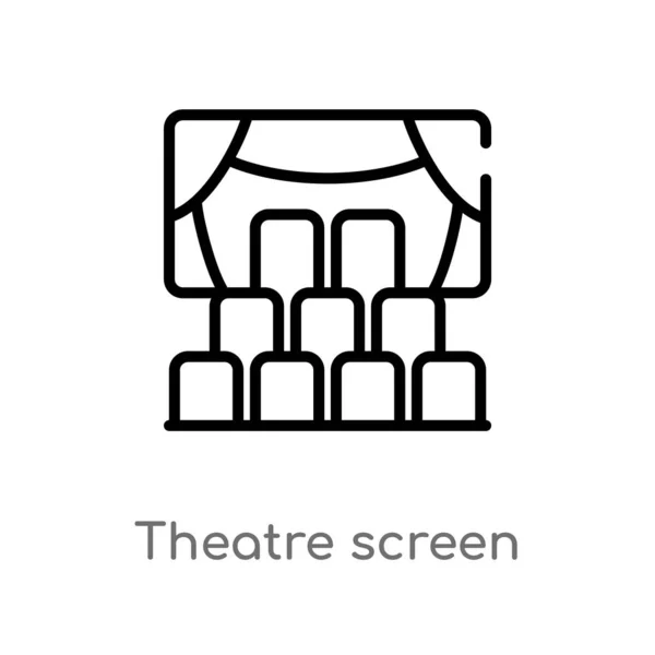Contour Théâtre Écran Vecteur Icône Illustration Isolée Élément Ligne Simple — Image vectorielle