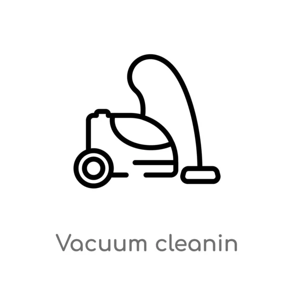 Delinear Vácuo Ícone Vetor Cleanin Isolado Preto Simples Ilustração Elemento — Vetor de Stock