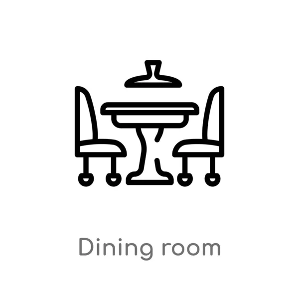 Overzicht Dining Room Vector Icon Geïsoleerde Zwarte Eenvoudige Lijn Element — Stockvector