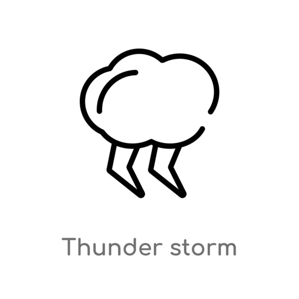 outline thunder storm vector icon. isolated black simple line element illustration from meteorology concept. editable vector stroke thunder storm icon on white background