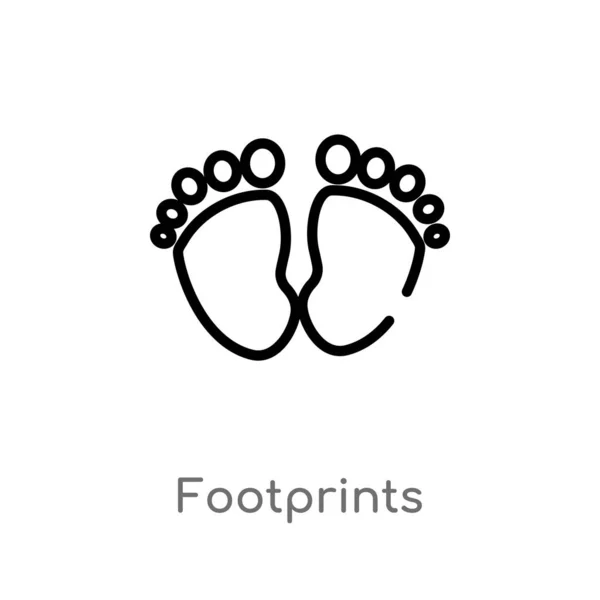 Outline Footprints Vector Icon Isolated Black Simple Line Element Illustration — Stock Vector