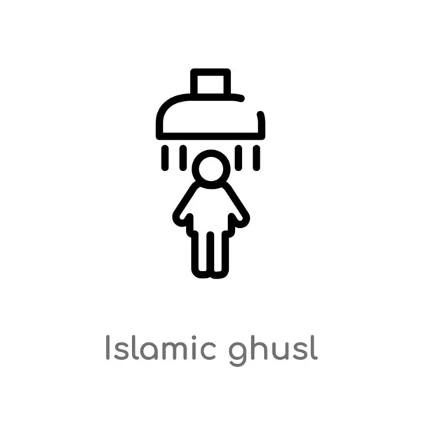 Contour Islamic Ghusl Icône Vectorielle Illustration Isolée Élément Ligne Simple — Image vectorielle