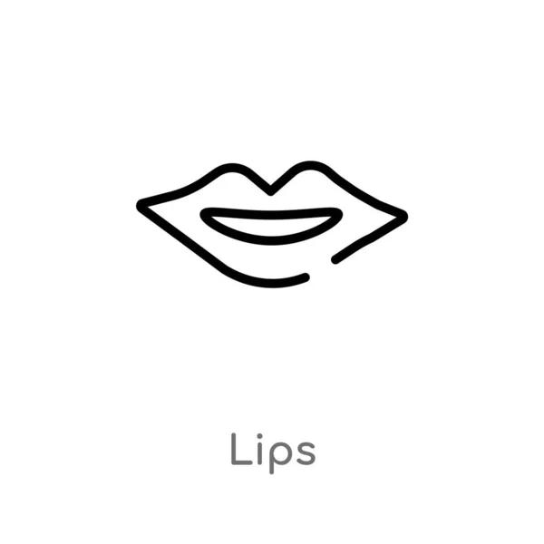 Outline Lips Vector Icon Isolated Black Simple Line Element Illustration — Stock Vector