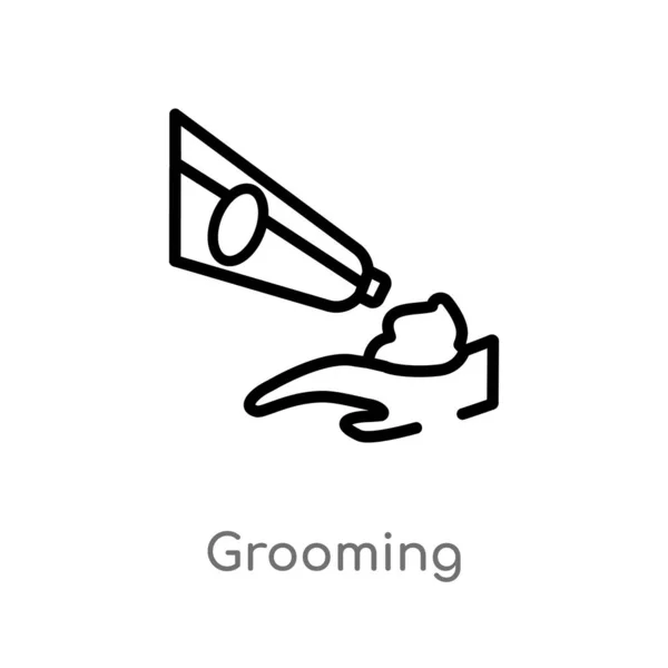 Contorno Grooming Icona Vettoriale Isolato Nero Semplice Linea Elemento Illustrazione — Vettoriale Stock