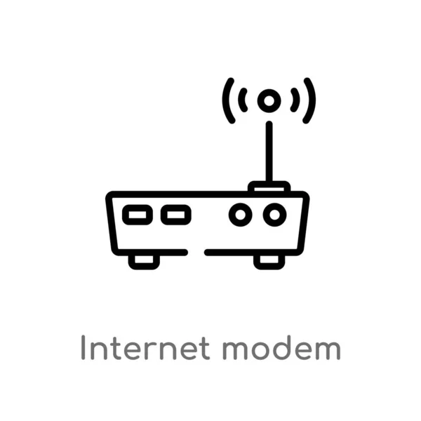 Outline Internet Modem Vector Icon Isolated Black Simple Line Element — Stock Vector