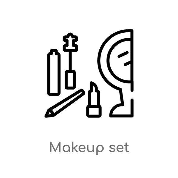 Outline Makeup Set Vector Icon Isolated Black Simple Line Element — Stock Vector