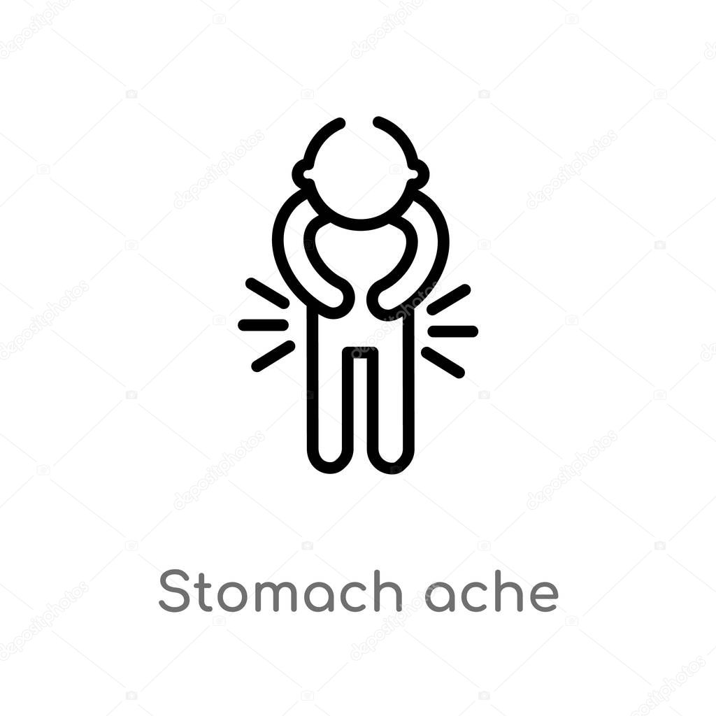 Outline stomach ache vector icon. isolated black simple line element illustration from people concept. editable vector stroke stomach ache icon on white background