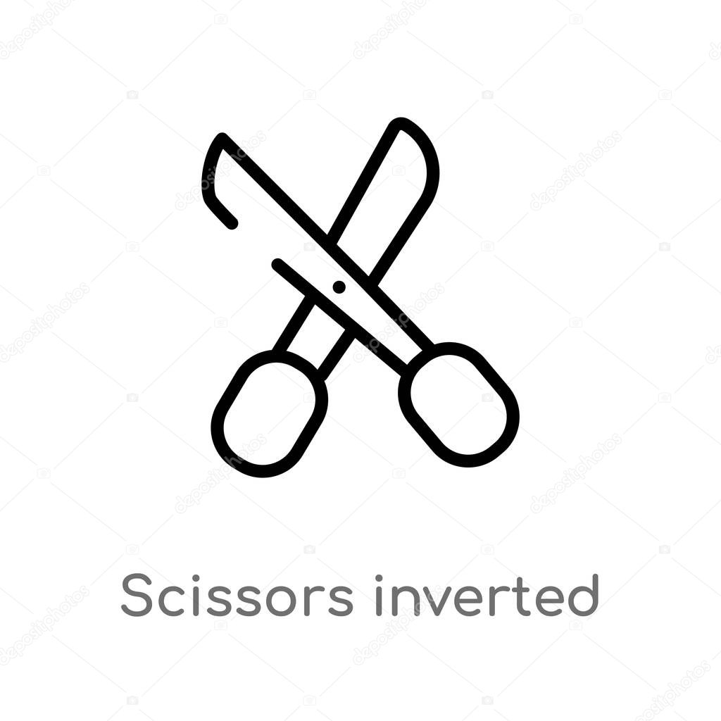 outline scissors inverted view vector icon. isolated black simple line element illustration from woman clothing concept. editable vector stroke scissors inverted view icon on white background