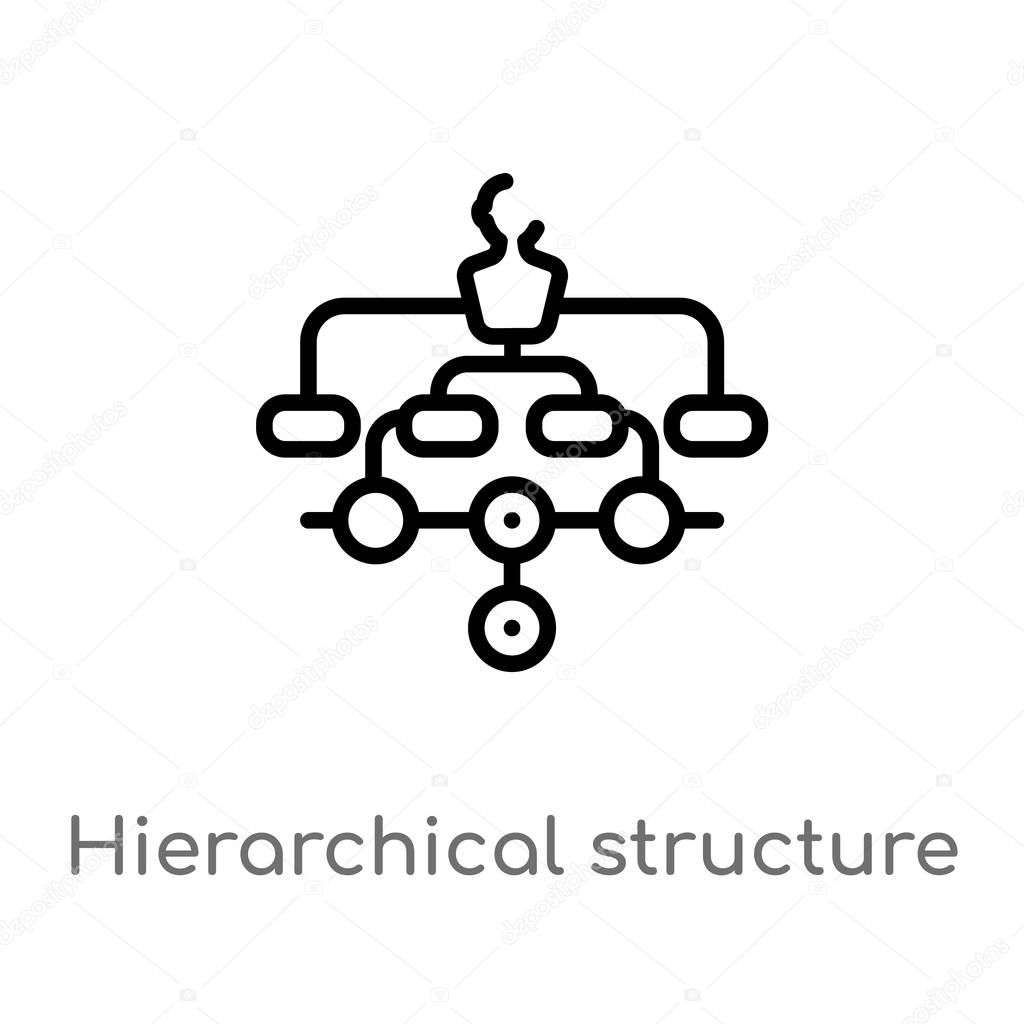 outline hierarchical structure vector icon. isolated black simple line element illustration from digital economy concept. editable vector stroke hierarchical structure icon on white background