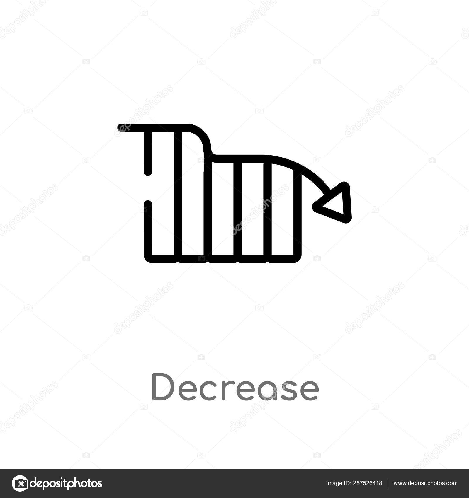 Outline Decrease Vector Icon Isolated Black Simple Line Element Illustration Commerce Payment Concept Editable Vector Stroke Decrease Icon White Background