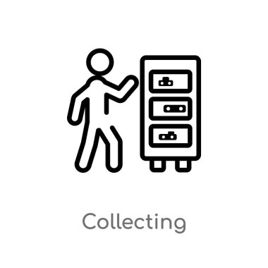 vektör simgesini anahat. aktivite ve hobiler kavramından izole siyah basit çizgi elemanı illüstrasyon. beyaz arka planda değiştirilebilir vektör vuruşu toplama simgesi