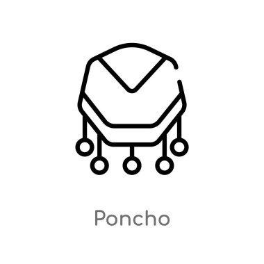 anahat poncho vektör simgesi. vahşi batı kavramından izole siyah basit çizgi elemanı illüstrasyon. beyaz arka planda editable vektör konçertosu poncho simgesi