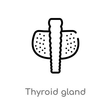 Anahat tiroid bezi vektör simgesi. basit izole hat eleman illüstrasyon tıbbi kavramı. Beyaz arka planda düzenlenebilir vektör kontur tiroid bezi simgesi