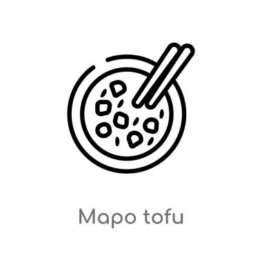 anahat mapo tofu vektör simgesi. gıda kavramından izole siyah basit çizgi elemanı illüstrasyon. beyaz arka planda değiştirilebilir vektör kontur mapo tofu simgesi