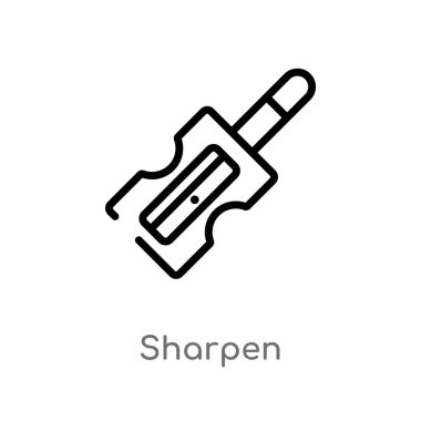 Anahat vektör simgesi keskinleştirmek. çeşitli kavramı izole siyah basit çizgi eleman illüstrasyon. Beyaz arka planda düzenlenebilir vektör kontur keskinleştirme simgesi