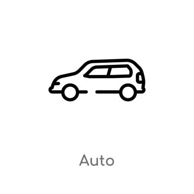 Anahat otomatik vektör simgesi. kolay izole hat eleman siyah taşıma kavramı. Beyaz arka planda düzenlenebilir vektör kontur otomatik simgesi