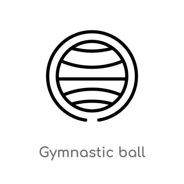 Anahat jimnastik topu vektör simgesi. sade illüstrasyon izole spor salonu ve fitness kavramı siyah. Beyaz arka planda düzenlenebilir vektör kontur jimnastik topu simgesi