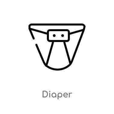 Anahat bebek bezi vektör simgesi. Çocuk ve bebek kavramı çizgi eleman illüstrasyon izole siyah. Beyaz arka planda düzenlenebilir vektör kontur bezi simgesi