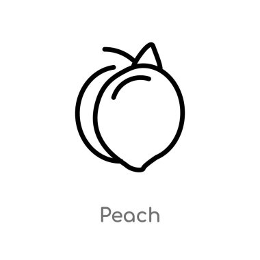 Anahat şeftali vektör simgesi. basit izole eleman vektör kavramı meyve siyah. Beyaz arka planda düzenlenebilir vektör kontur şeftali simgesi