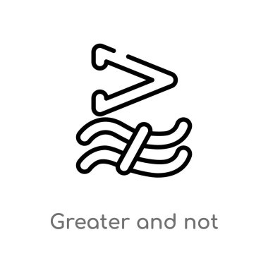 Anahat büyük ve yaklaşık vektör simgesi eşit değil. izole basit hat eleman illüstrasyon işareti kavramı. düzenlenebilir vektör kontur büyük ve yaklaşık simge eşit değil