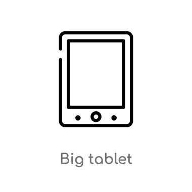 büyük tablet vektör simgesi anahat. donanım kavramı vektör izole basit hat eleman. Beyaz arka planda düzenlenebilir vektör kontur büyük Tablet simgesi