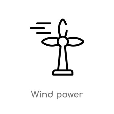 Anahat Rüzgar güç vektör simgesi. basit eleman illüstrasyon izole teknoloji kavramı siyah. Beyaz arka planda düzenlenebilir vektör kontur rüzgar gücü simgesi